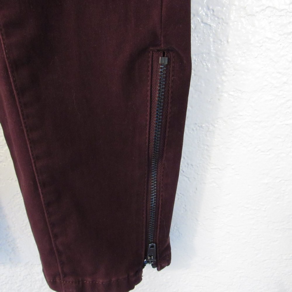 Wine Stretch Skinny Leg Jeans Zip Ankle Sz 4 R - Picture 5 of 13